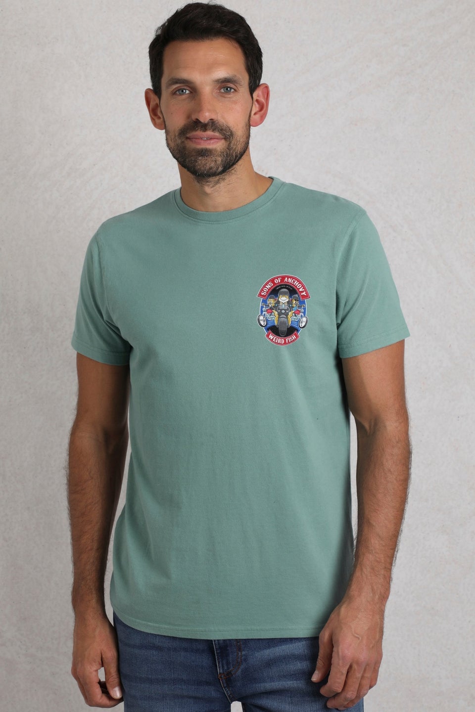 Weird Fish Pale Blue Sons of Anchovy Back Print Artist T-Shirt