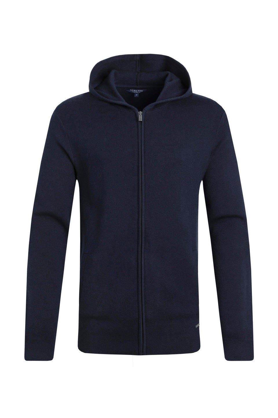 Weird Fish Navy Samuel Knitted Full Zip Hooded Jumper