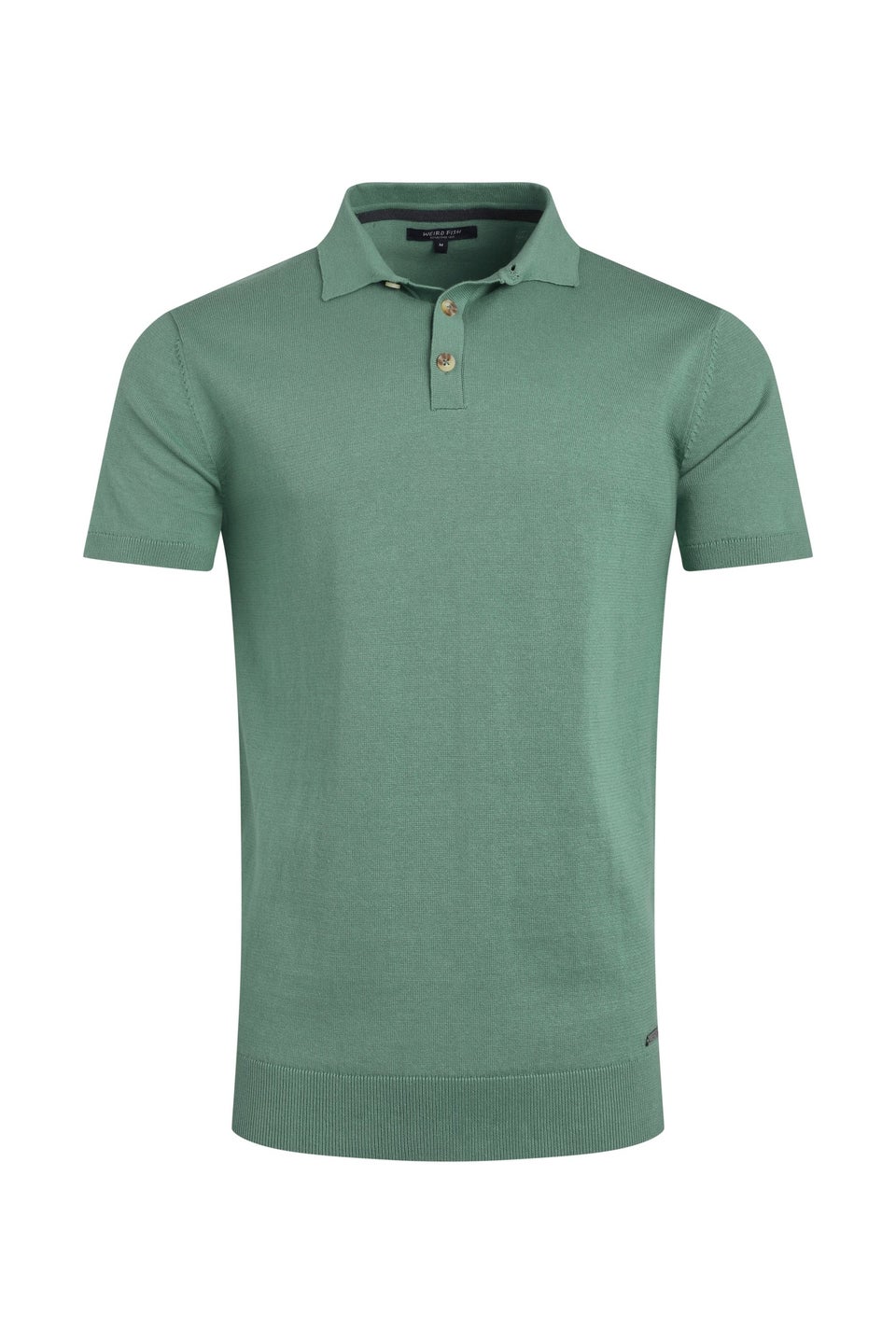Weird Fish Grey/Blue Quentin Short Sleeve Knitted Polo Shirt