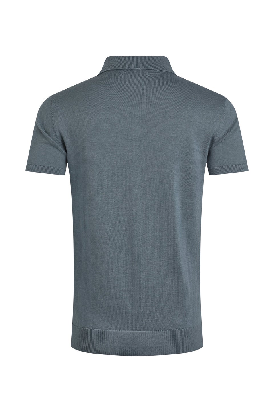 Weird Fish Grey/Blue Quentin Short Sleeve Knitted Polo Shirt