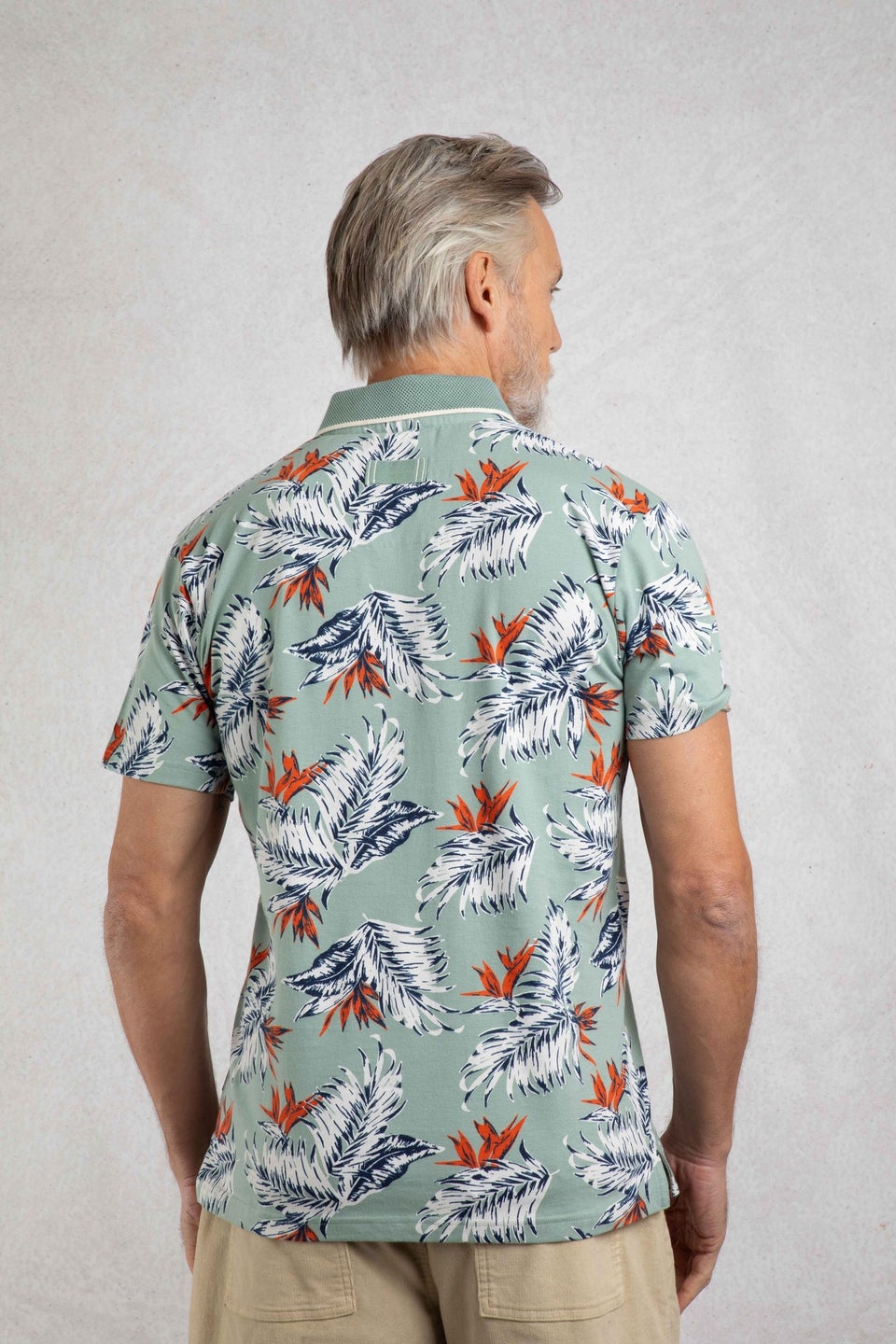Weird Fish Mineral Blue Sarat Printed Polo Shirt