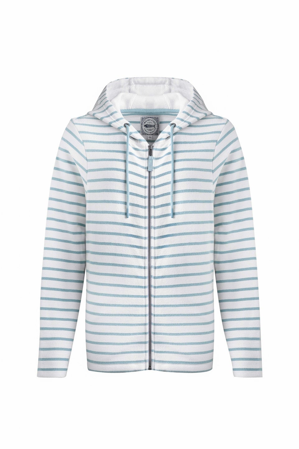 Weird Fish Teal Blue Catalina Striped Full Zip Hoodie