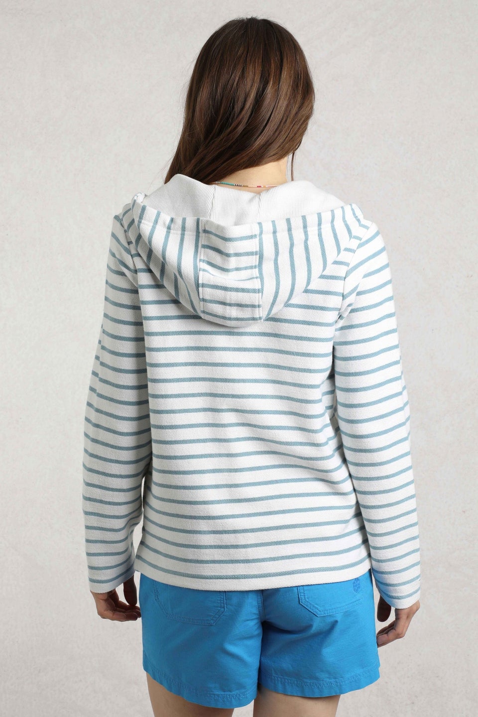 Weird Fish Teal Blue Catalina Striped Full Zip Hoodie