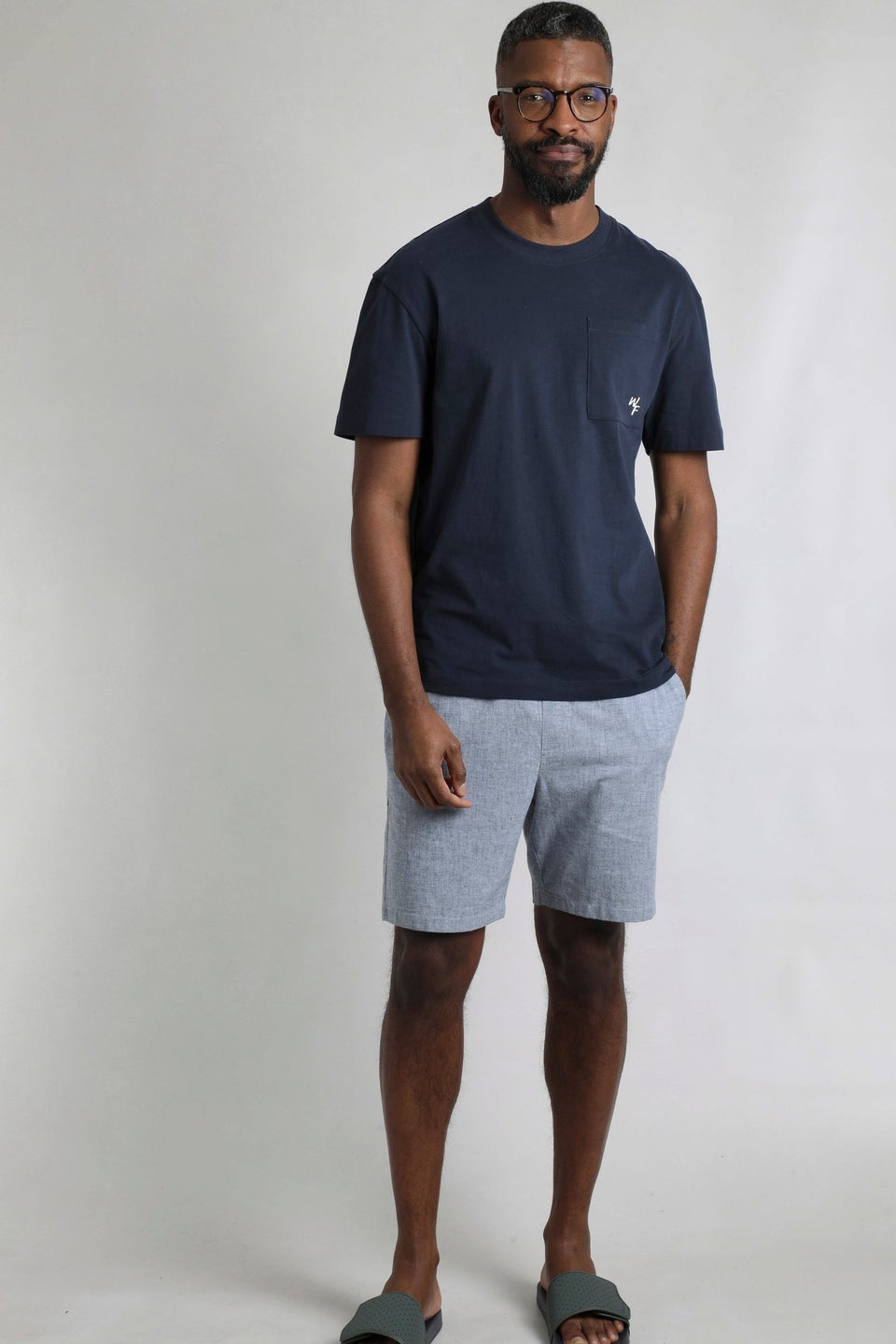 Weird Fish Navy Keaton Super Soft Pocket T-Shirt