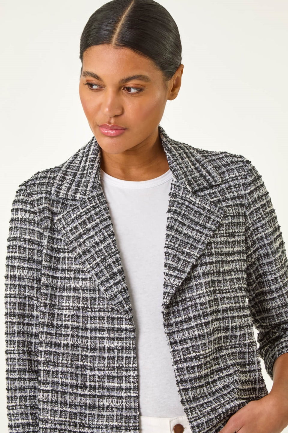 Roman Black Textured Check Blazer