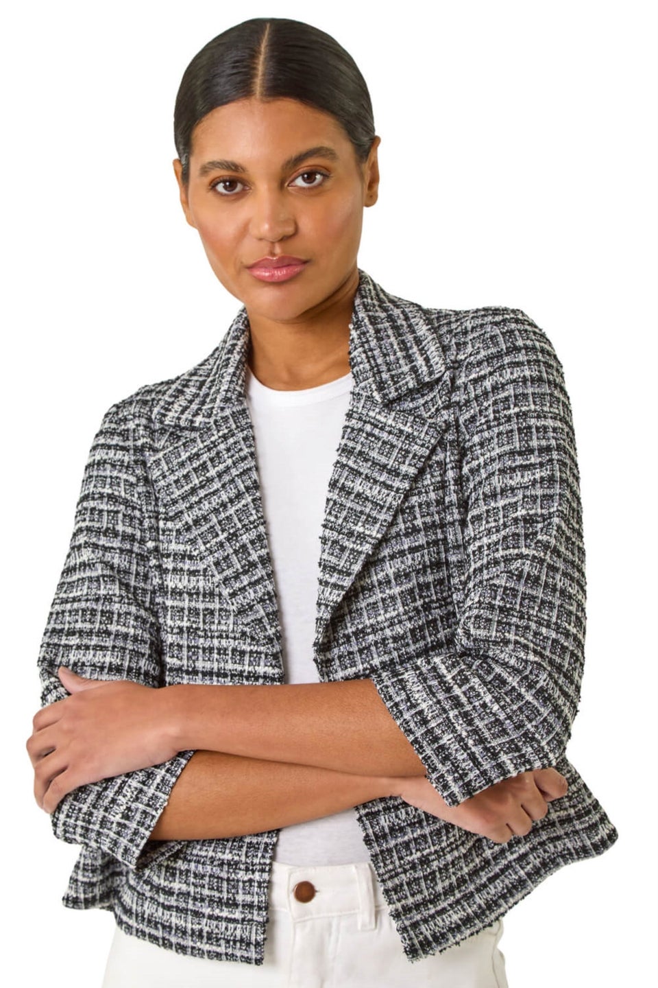 Roman Black Textured Check Blazer