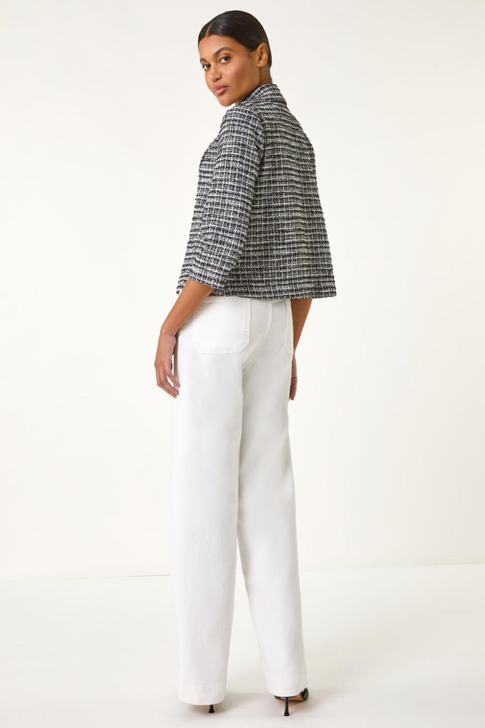 Roman Black Textured Check Blazer