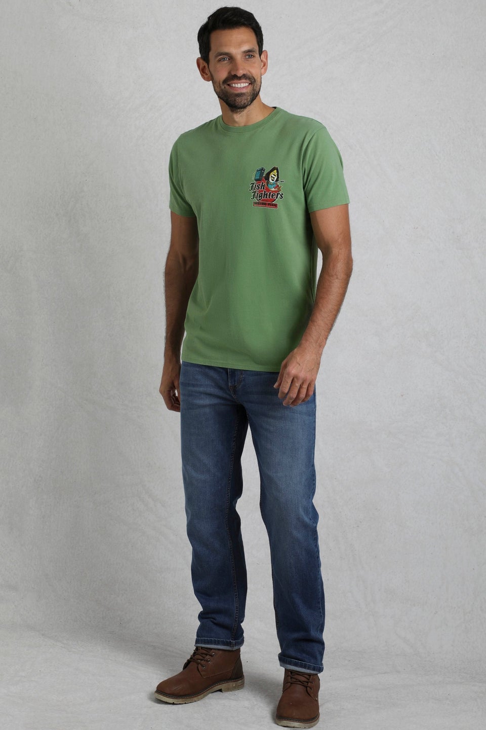 Weird Fish Artichoke Green Fish Fighters Back Print Artist T-Shirt