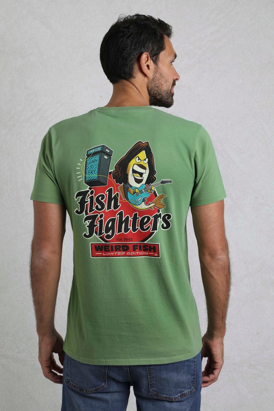 Weird Fish Artichoke Green Fish Fighters Back Print Artist T-Shirt