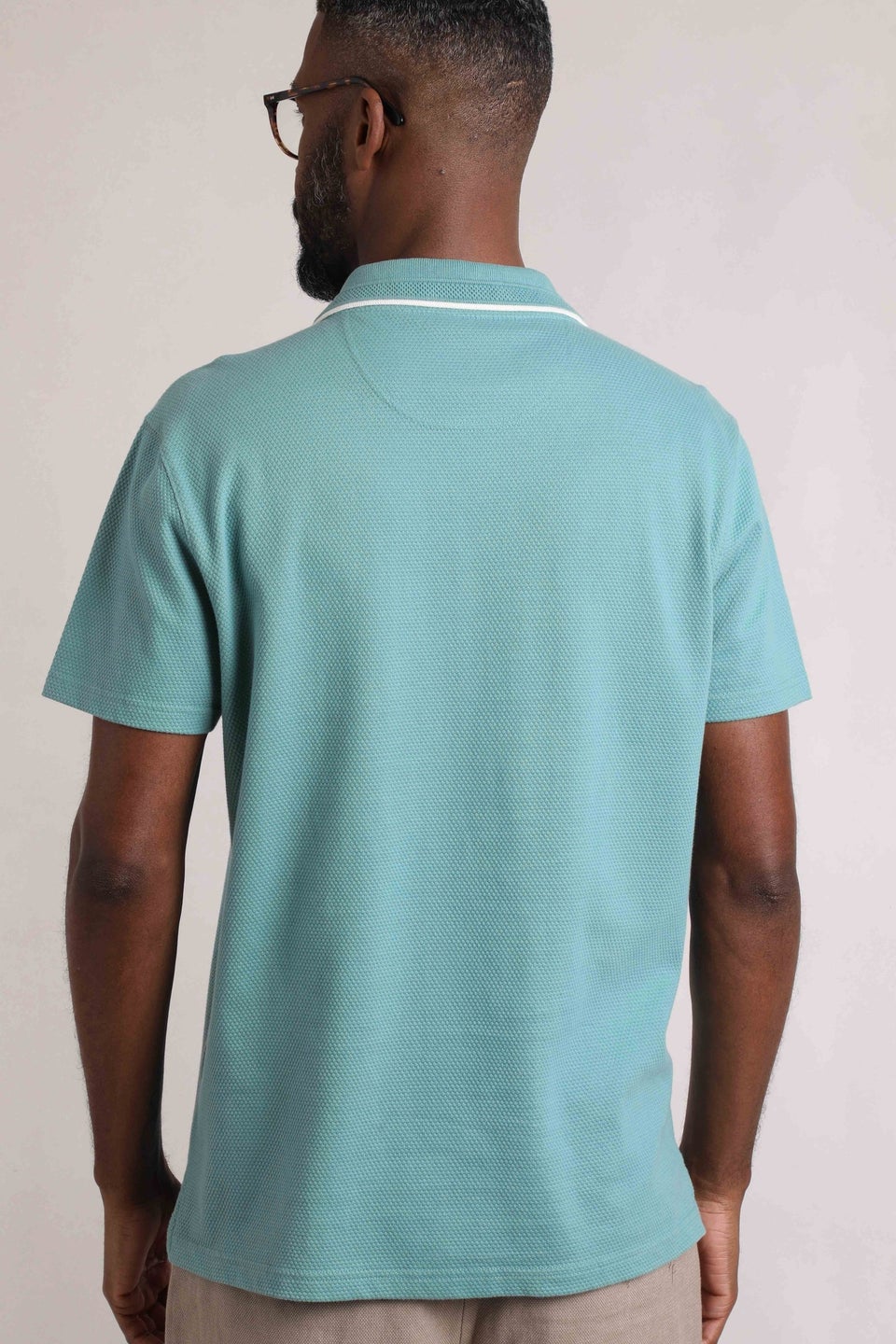 Weird Fish Pale Blue Powell Textured Polo Shirt