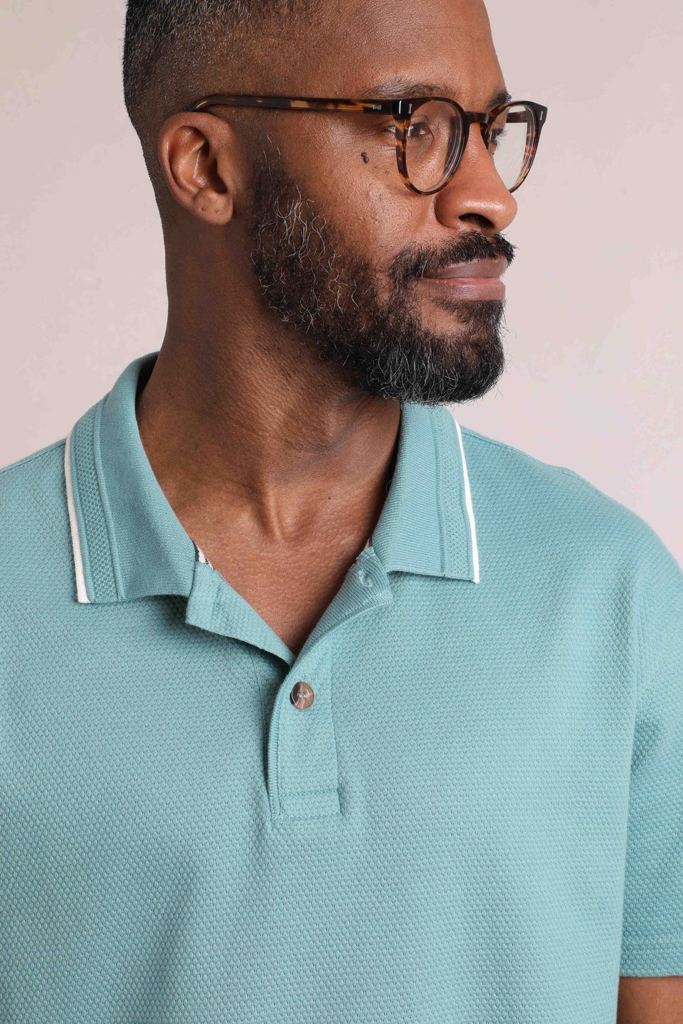 Weird Fish Pale Blue Powell Textured Polo Shirt