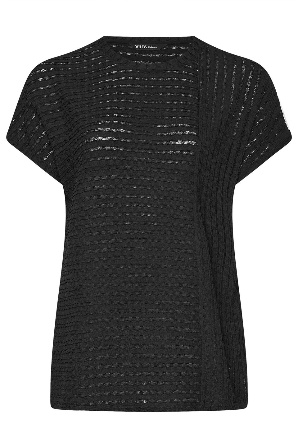 Yours Curve Black Textured Split Seam Top