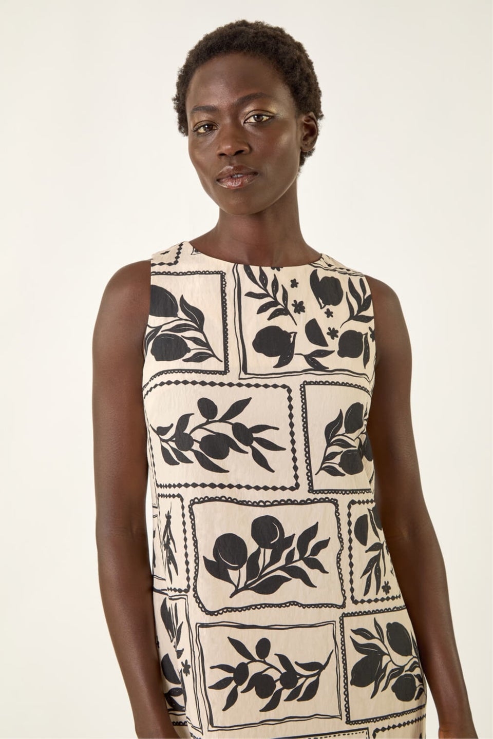 Roman Black Floral Mono Print Shift Dress