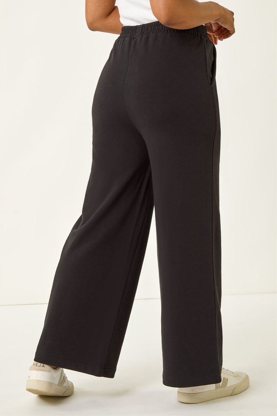 Roman Black Petite Pintuck Tie Front Joggers