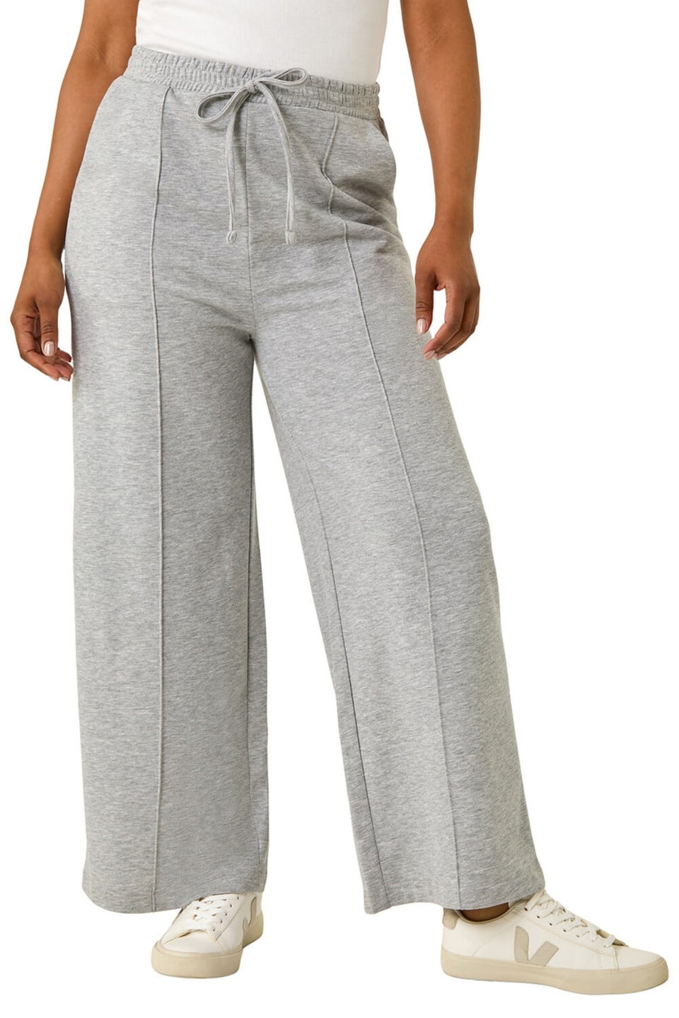 Roman Grey Petite Pintuck Tie Front Joggers