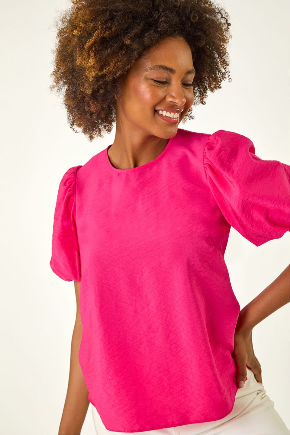 Roman Pink Balloon Short Sleeve Top