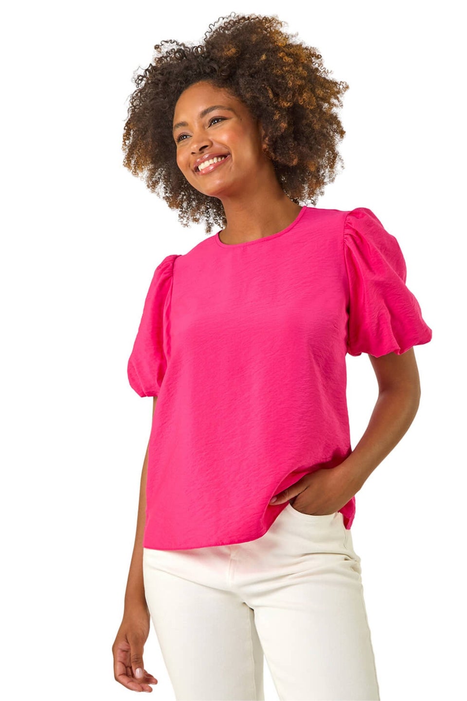 Roman Pink Balloon Short Sleeve Top