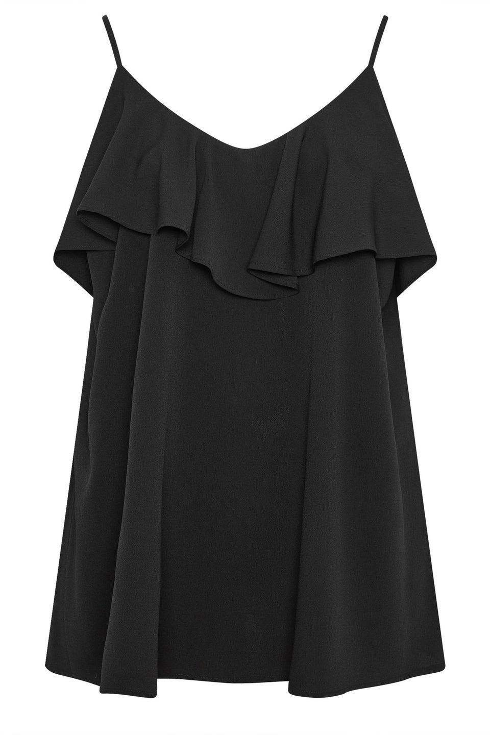 Yours Curve Black Frill Cami Vest Top