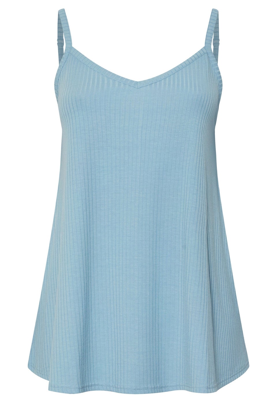 Yours Curve Light Blue Ribbed Swing Cami Top