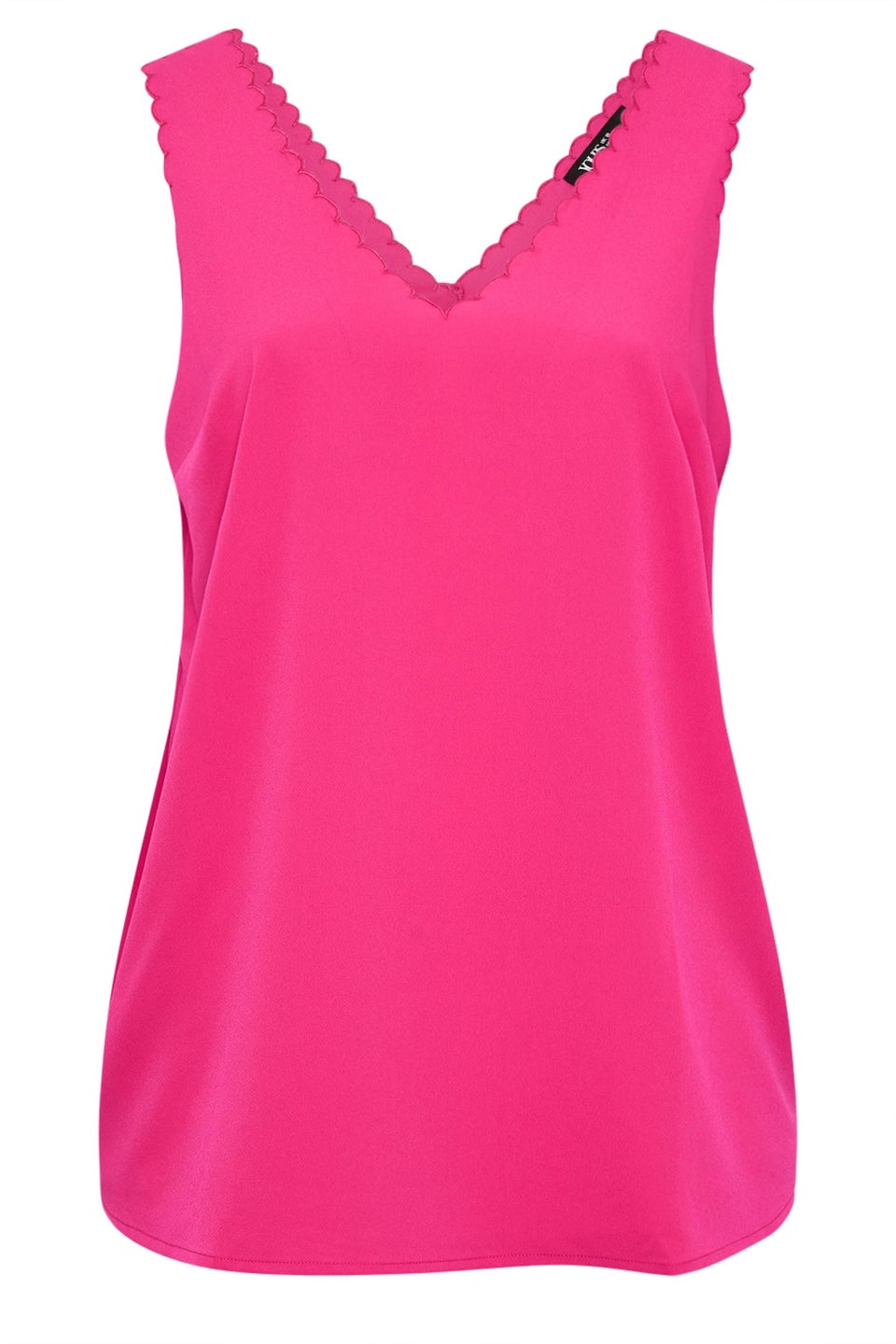 Yours Curve Bright Pink Scallop Edge Cami Vest Top