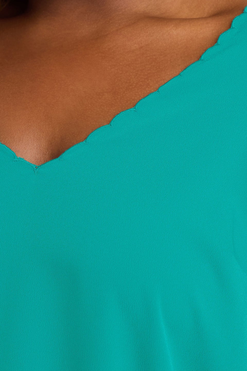Yours Curve Teal Green Scallop Edge Cami Vest Top