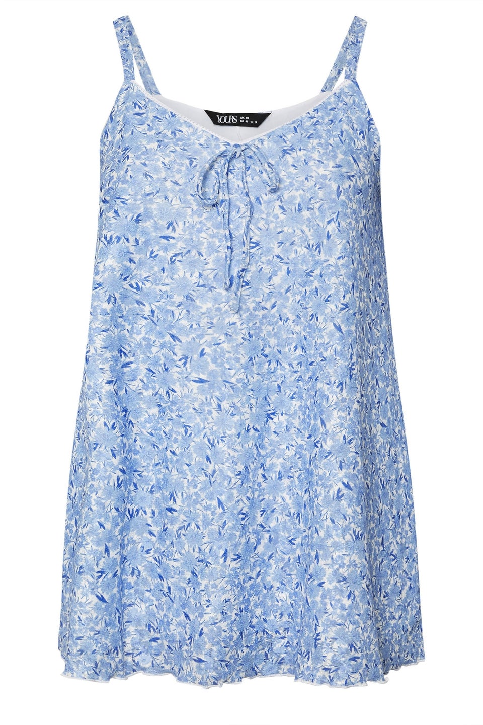 Yours Curve Blue Floral Lace Cami Top
