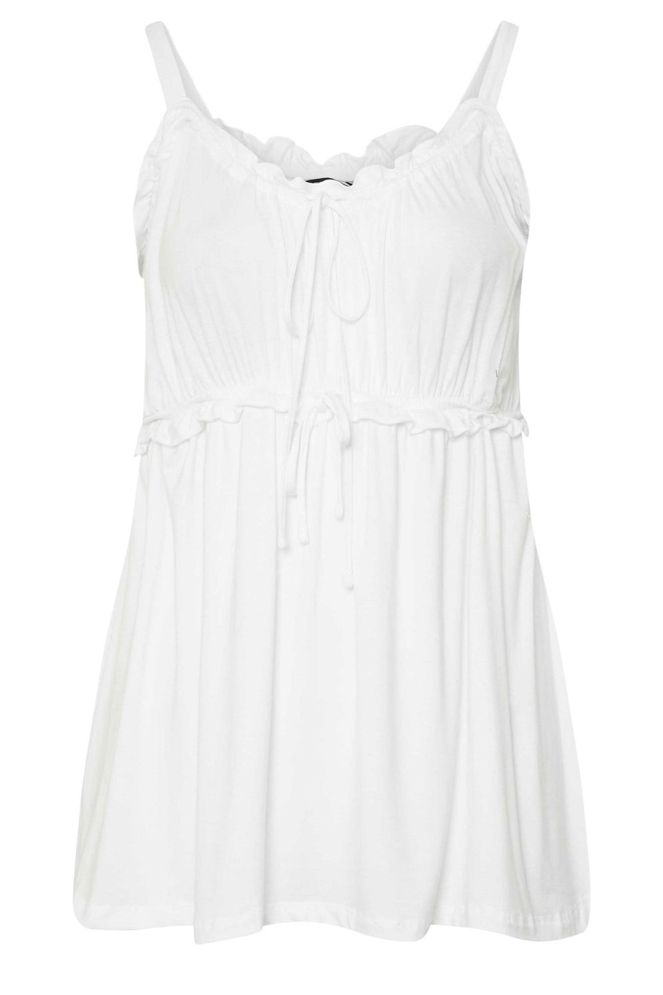 Yours Curve Ivory White Frilled Tie Front Cami Top