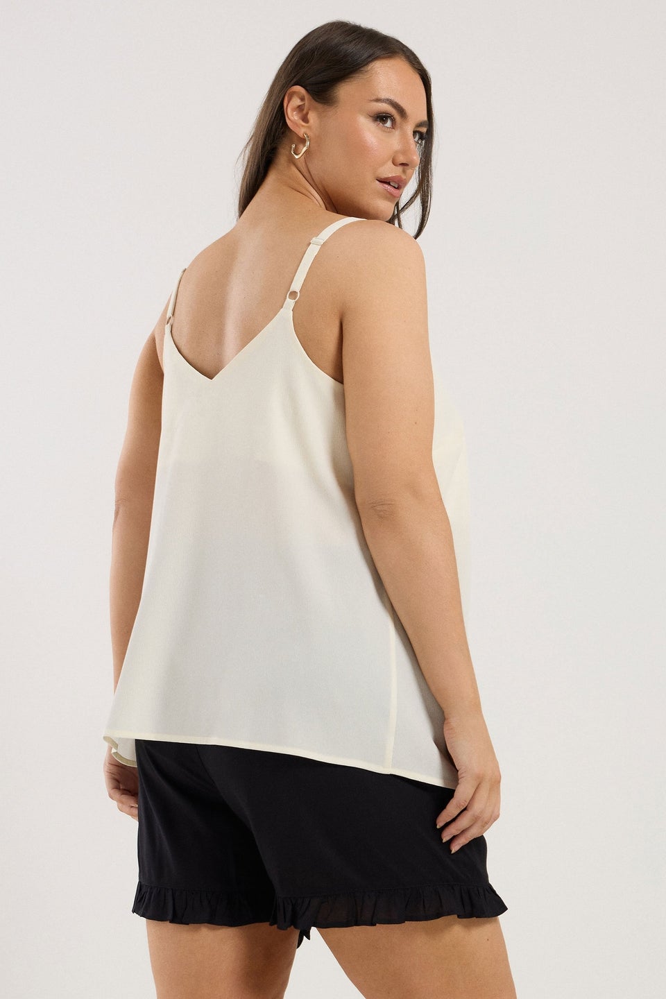 Yours Curve Cream Button Front Cami Top