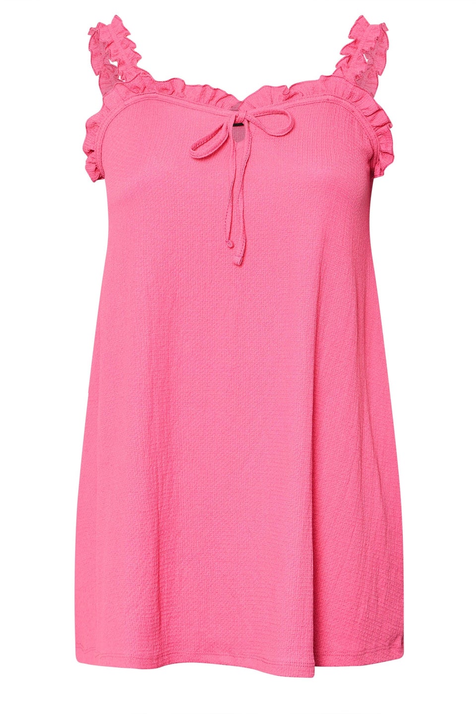 Yours Curve Pink Tie Neck Frill Cami Top