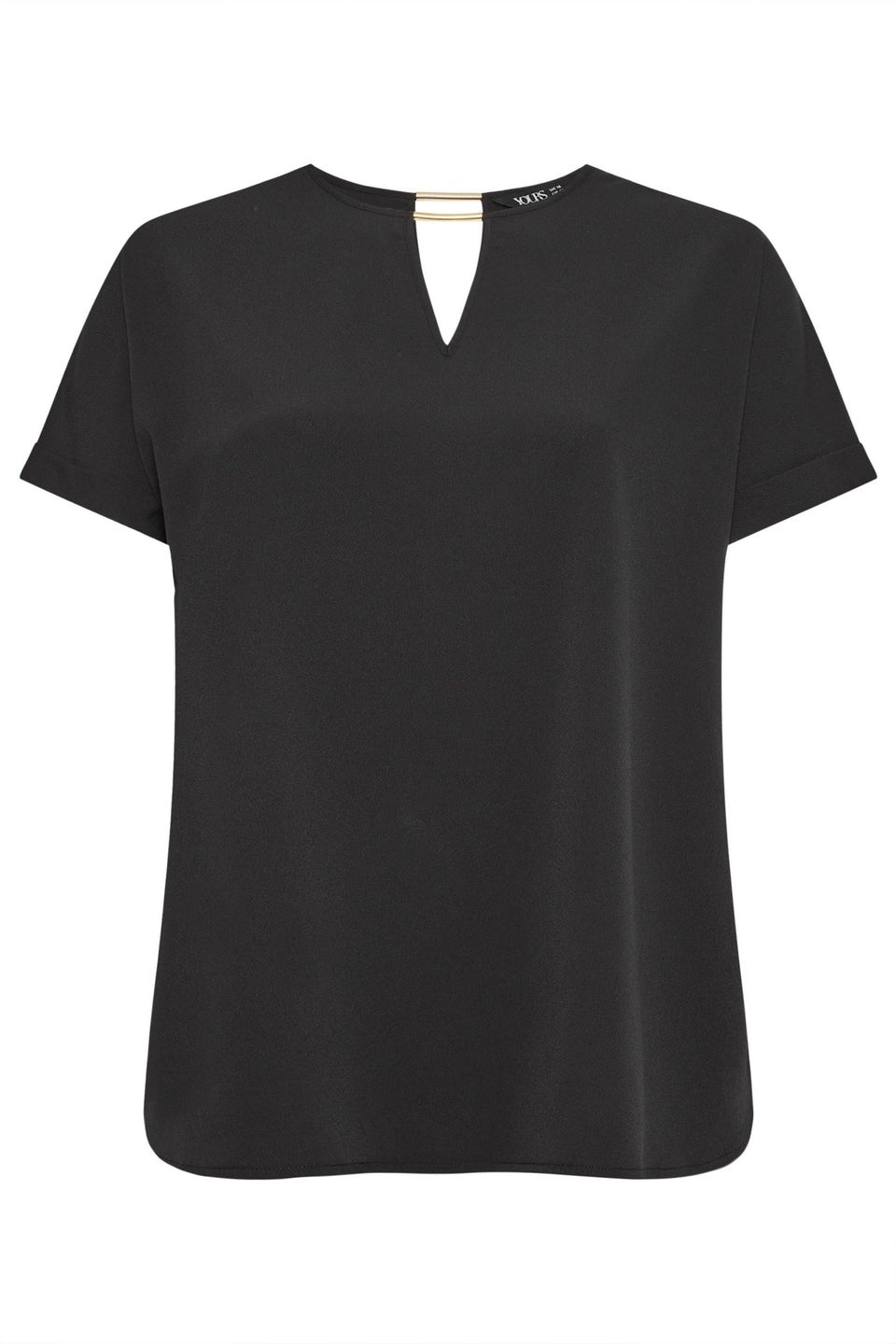 Yours Curve Black Notch Neck Blouse