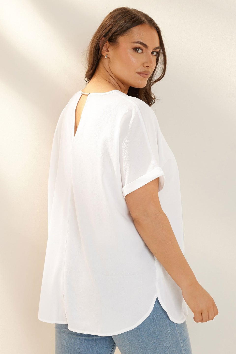 Yours Curve White Notch Neck Blouse
