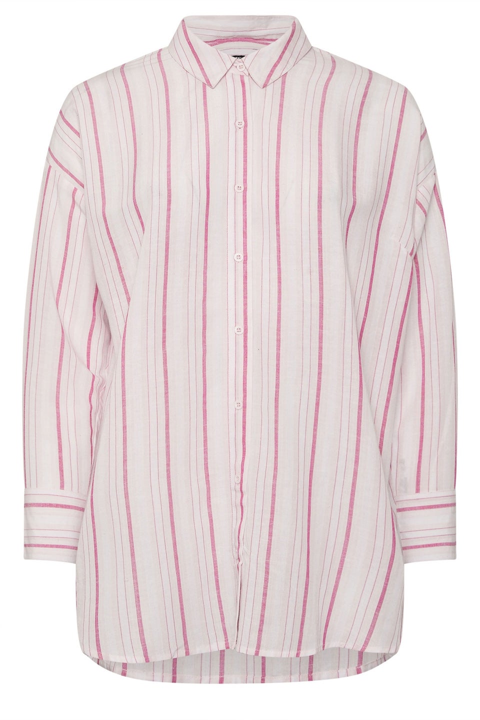 Yours Curve Pink Stripe Linen Shirt