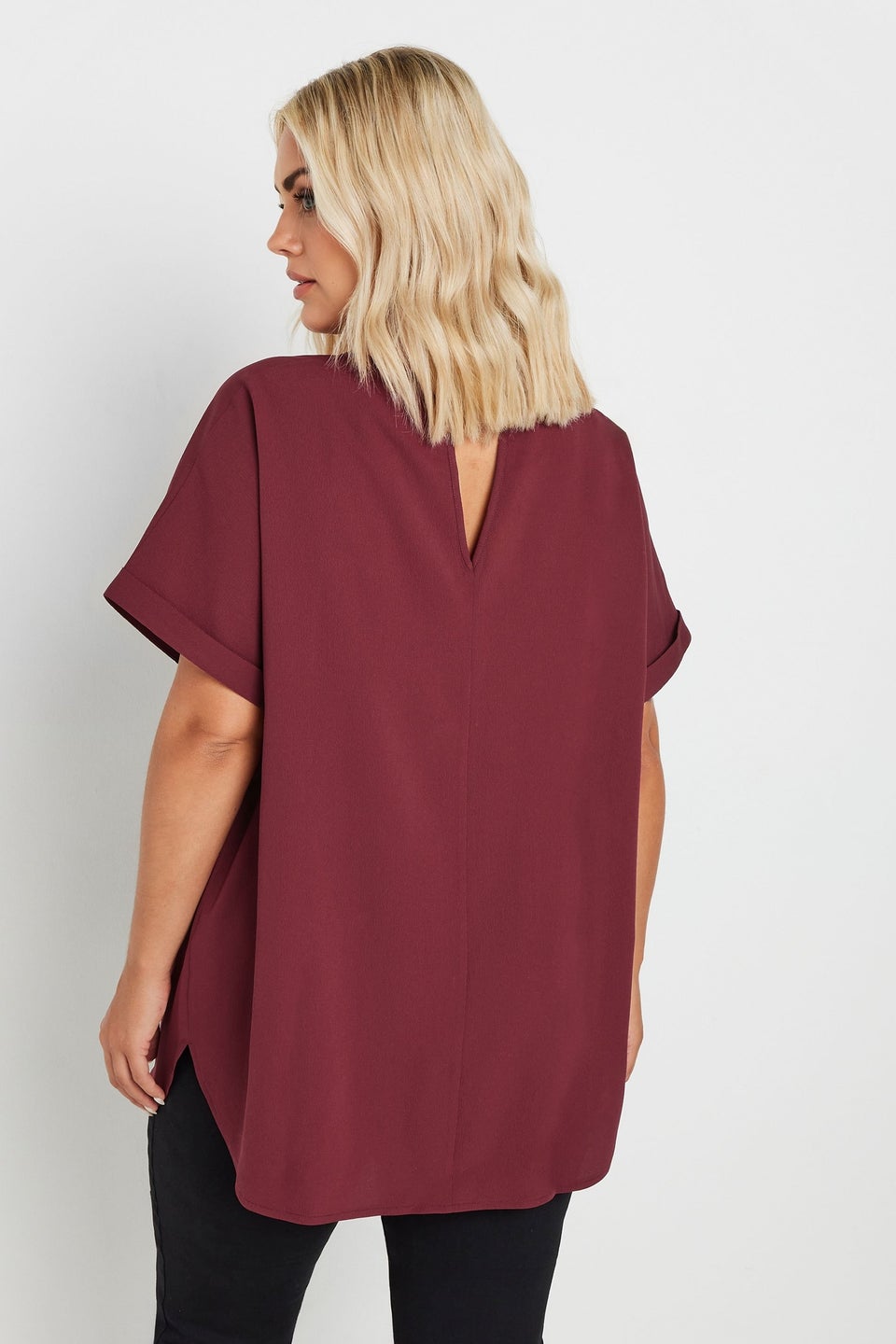Yours Curve Burgundy Red Metal Trim Blouse