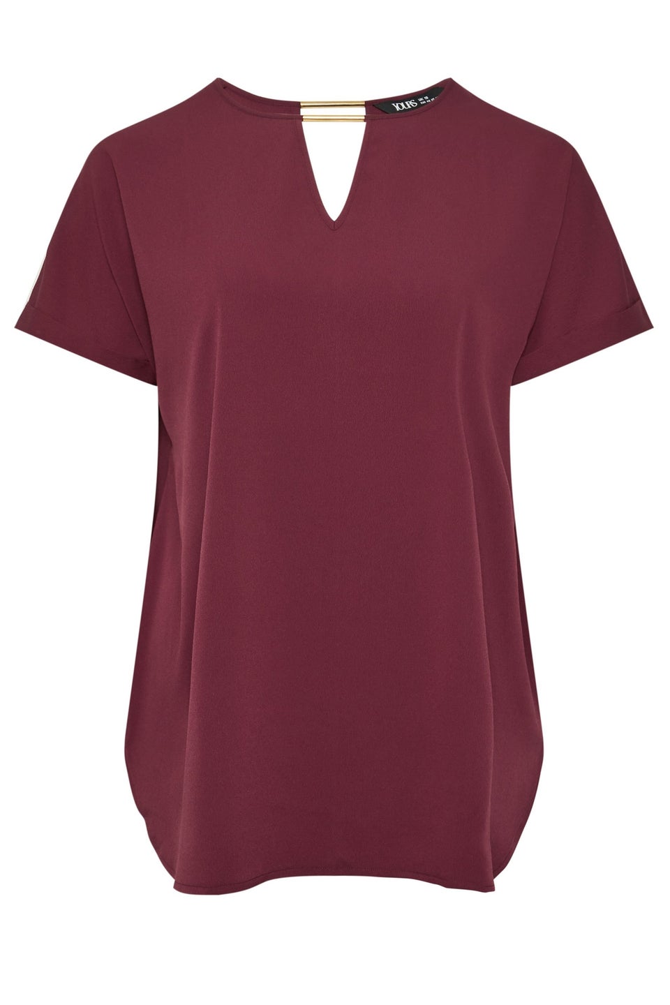 Yours Curve Burgundy Red Metal Trim Blouse