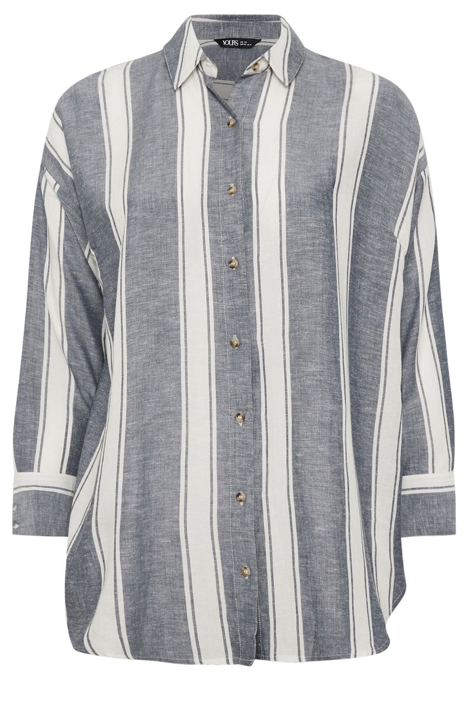 Yours Curve Blue Stripe Linen Shirt