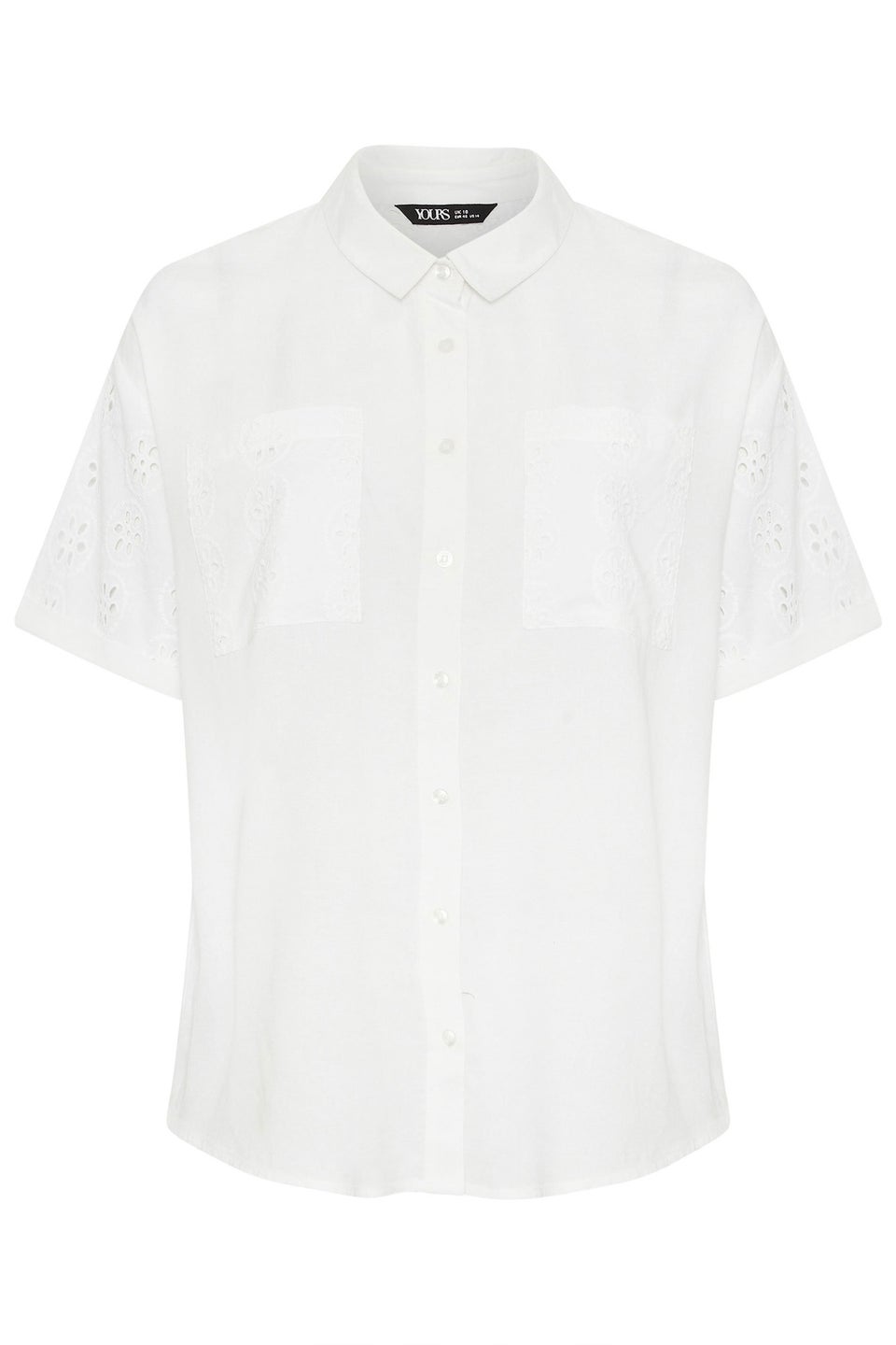 Yours Curve White Broderie Anglaise Linen Shirt