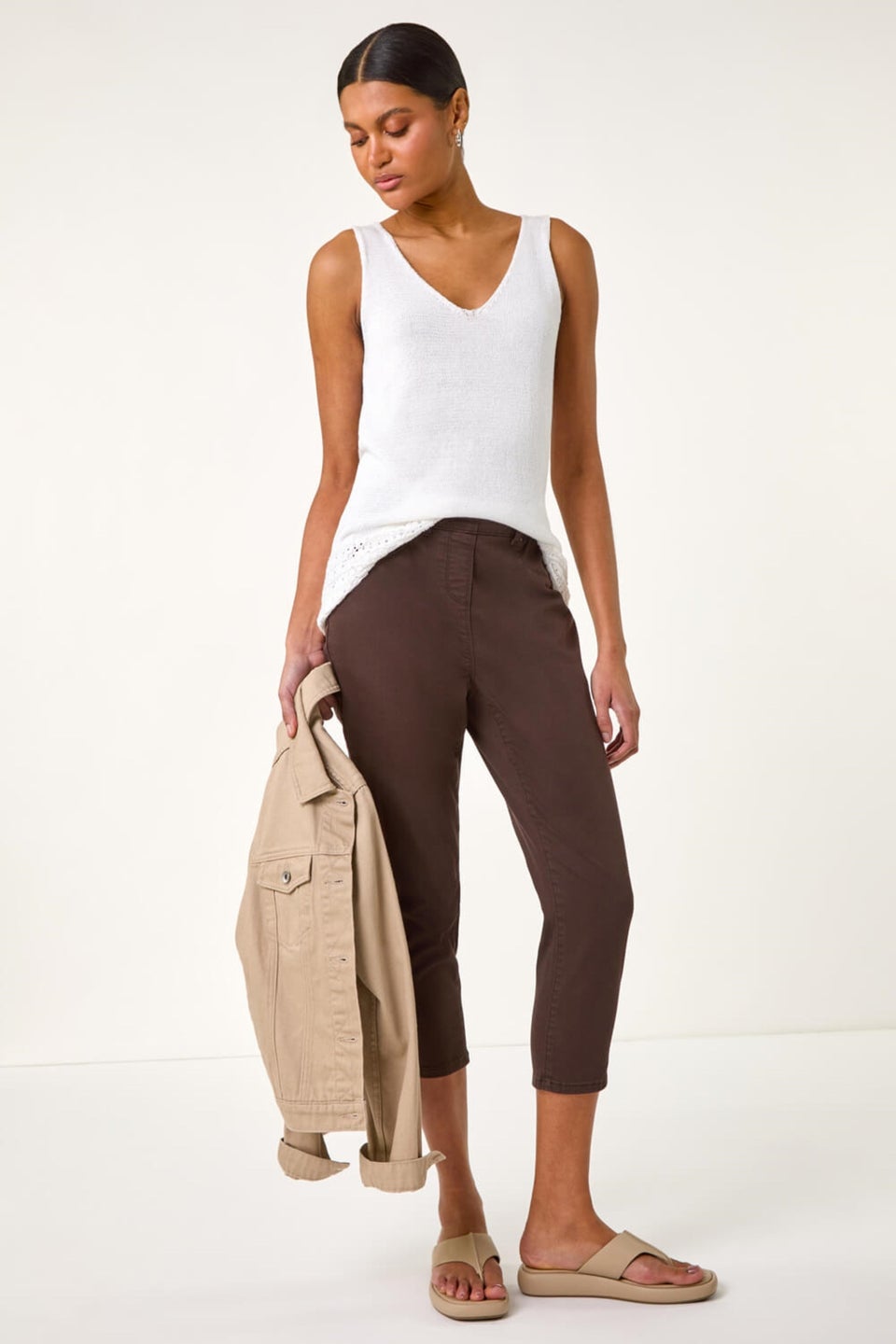 Roman Chocolate Cropped Stretch Denim Jegging
