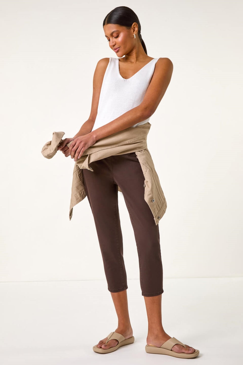 Roman Chocolate Cropped Stretch Denim Jegging