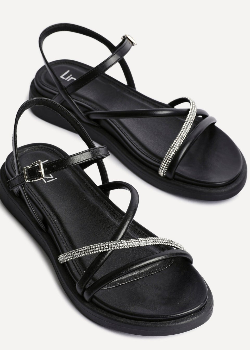 Linzi Spark Black Strappy Footbed Sandal