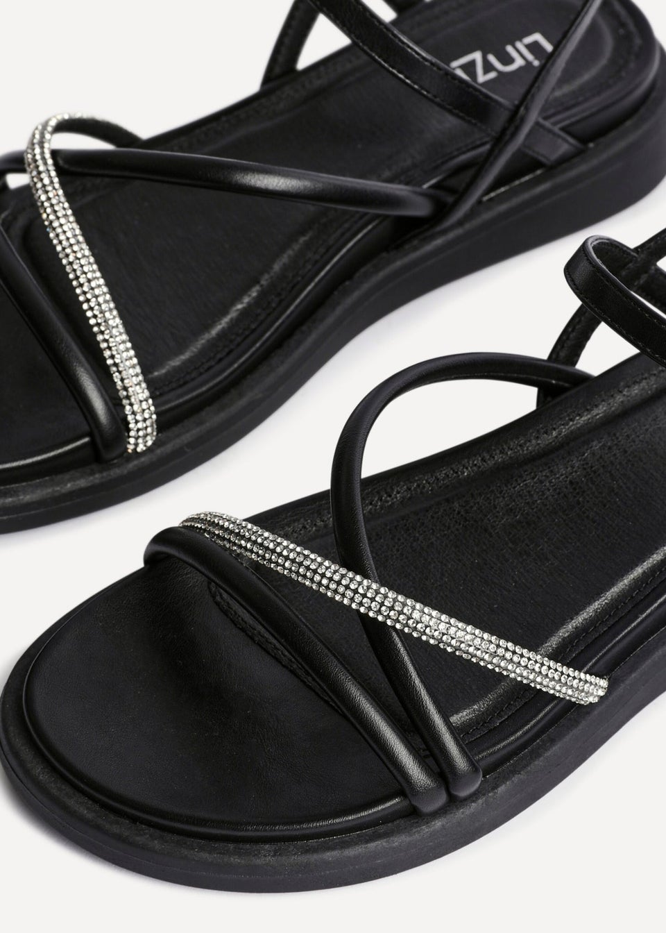 Linzi Spark Black Strappy Footbed Sandal