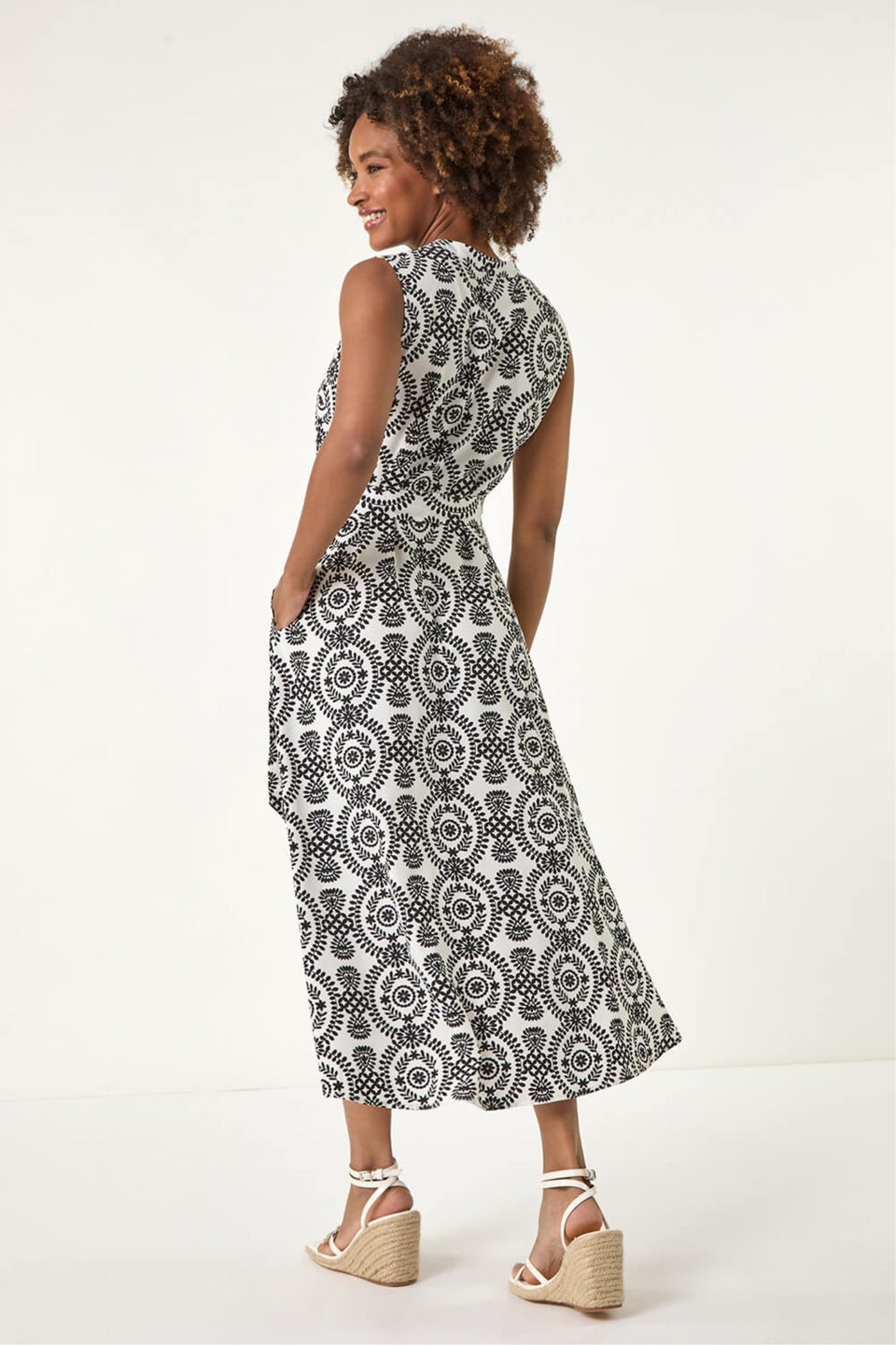 Roman Black Circle Print Shirt Dress