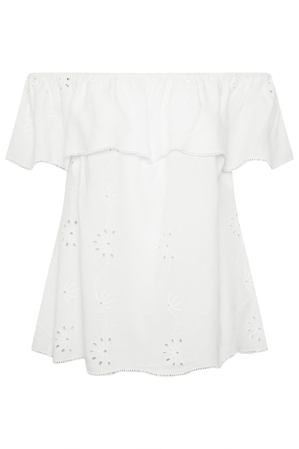 Yours Curve White Broderie Anglaise Bardot Top