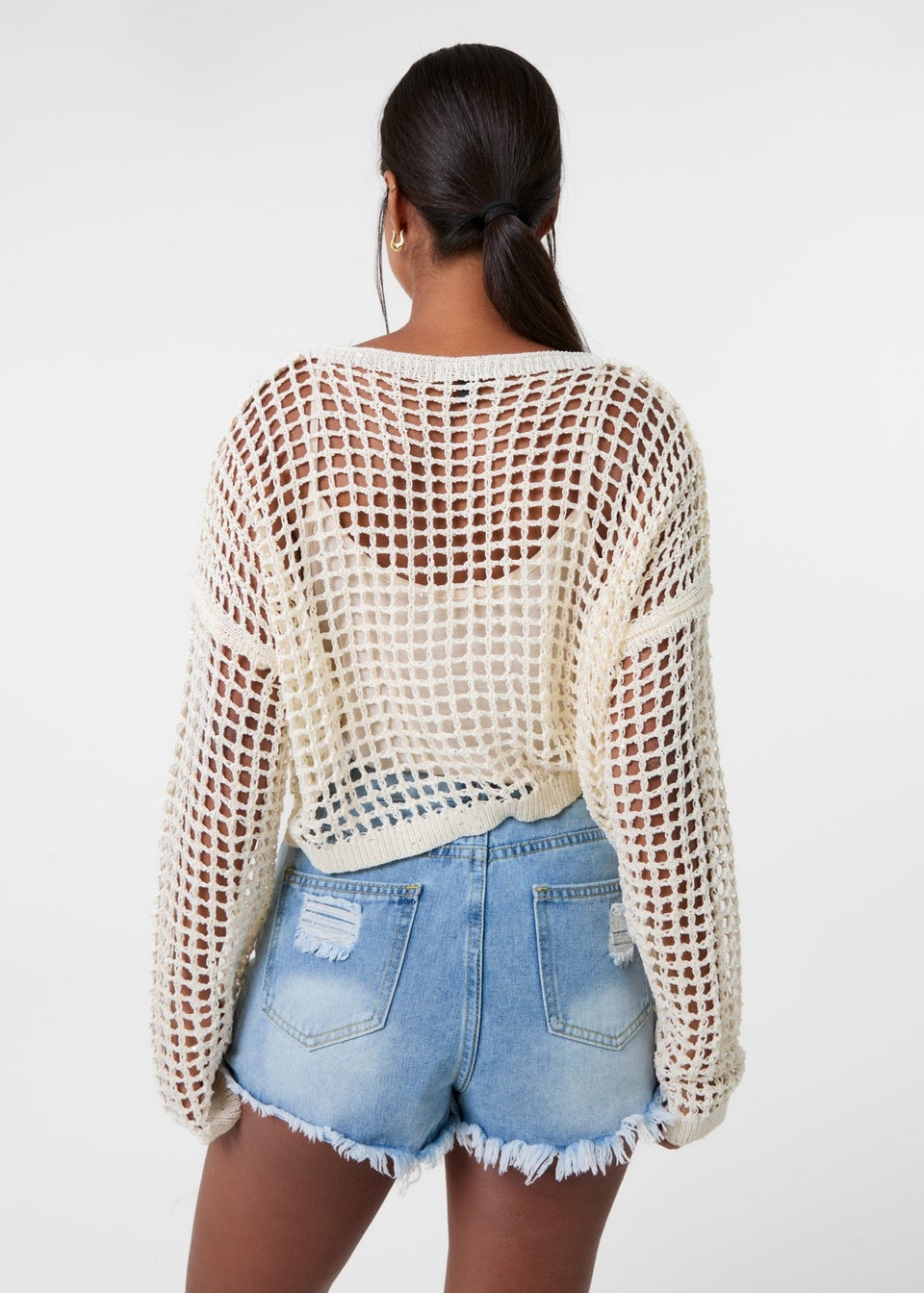 Pink Vanilla Stone Sequin Crochet Jumper
