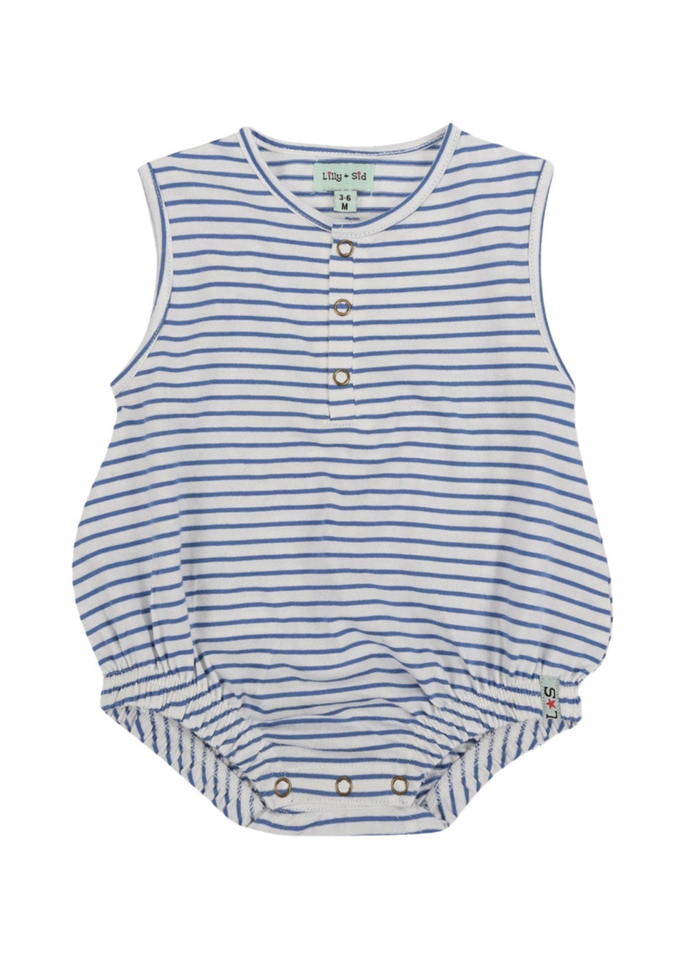 Lilly & Sid Blue Stripe Print Romper (0-12 Months)