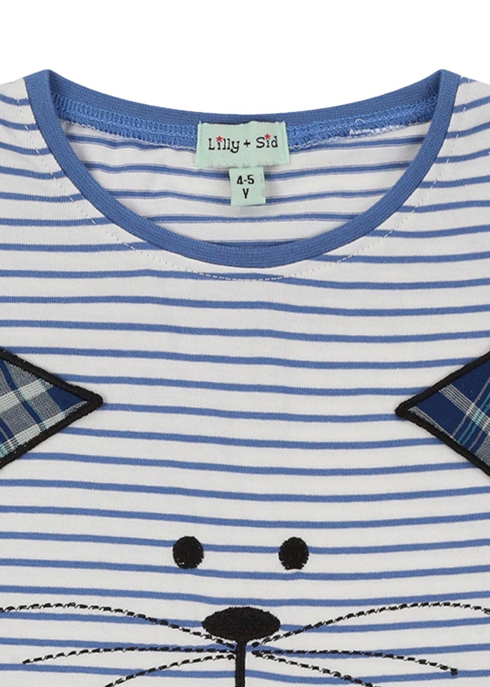 Lilly & Sid Blue Cat Applique Top (24 Months- 8 Years)