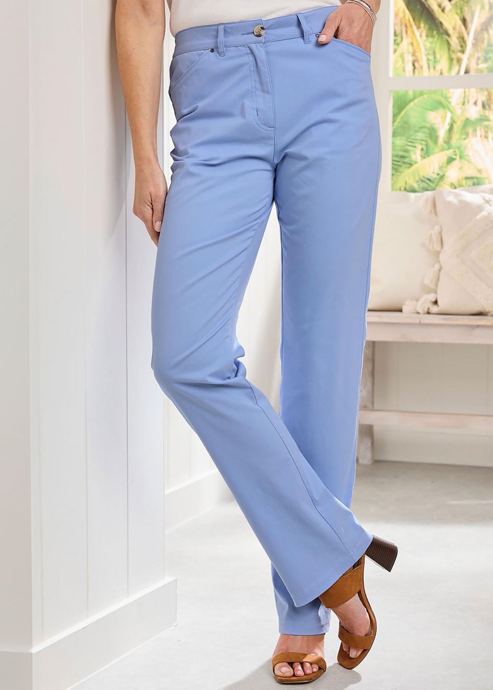 Cotton Traders Washed Iris Classic Straight-Leg Chino Trousers