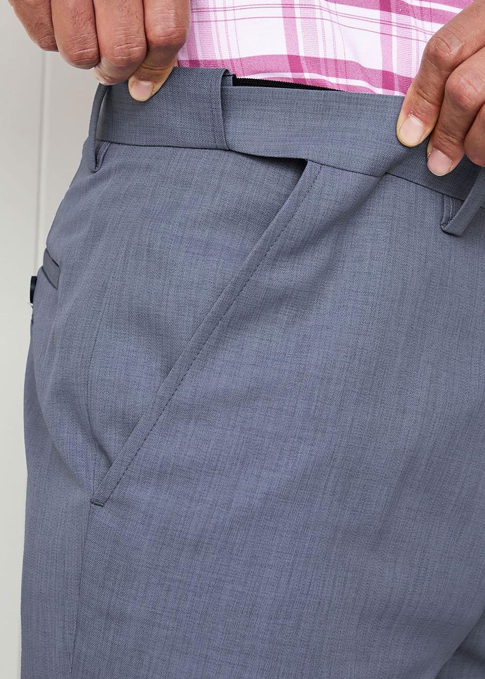 Cotton Traders Washed Blue Flat Front Supreme Easy-Care Trousers