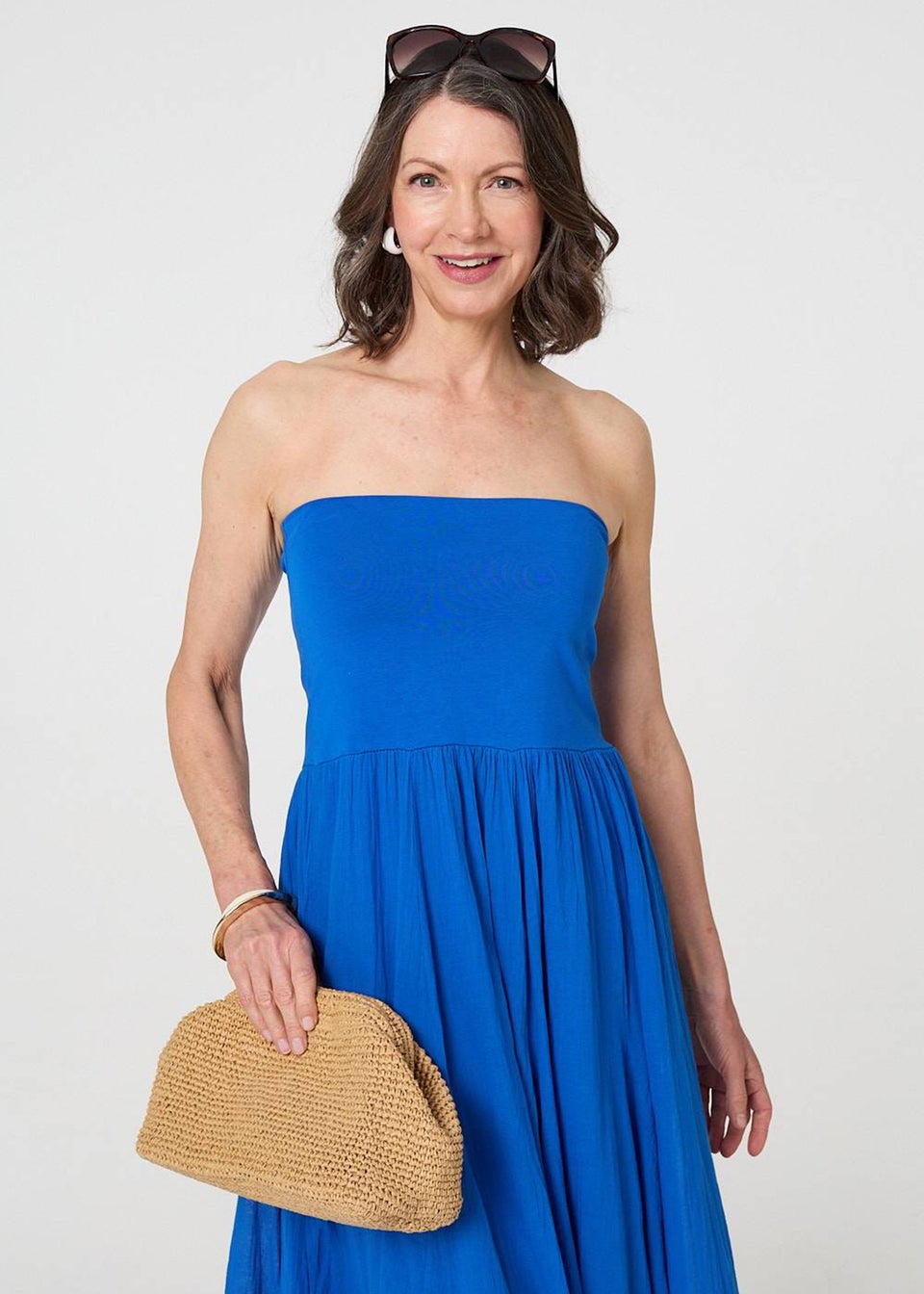 Izabel London Blue 2 In 1 Stretchy A-Line Maxi Skirt Dress