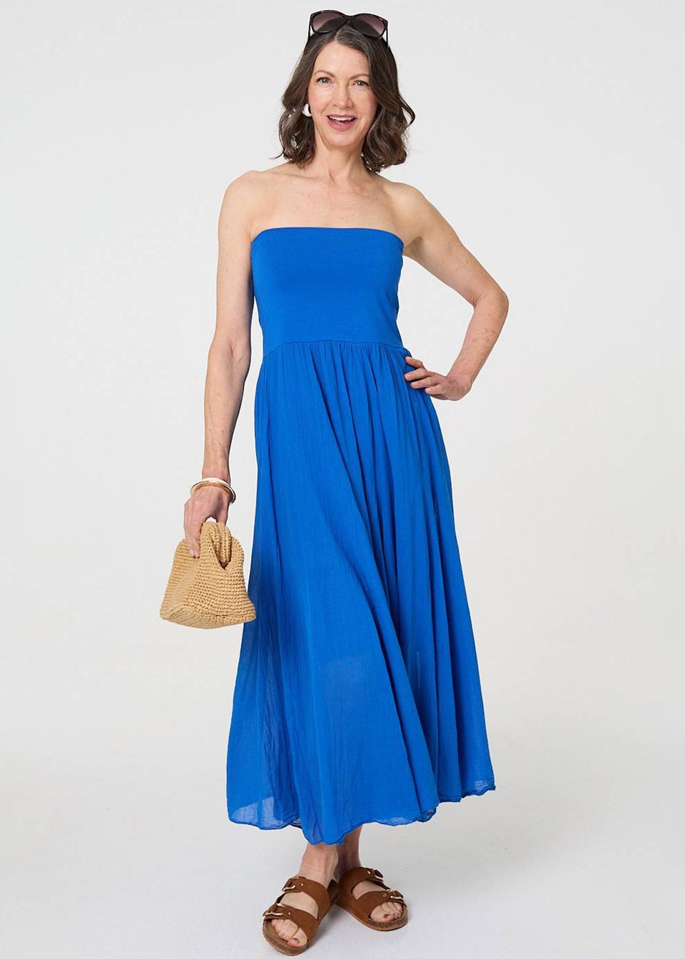 Izabel London Blue 2 In 1 Stretchy A-Line Maxi Skirt Dress