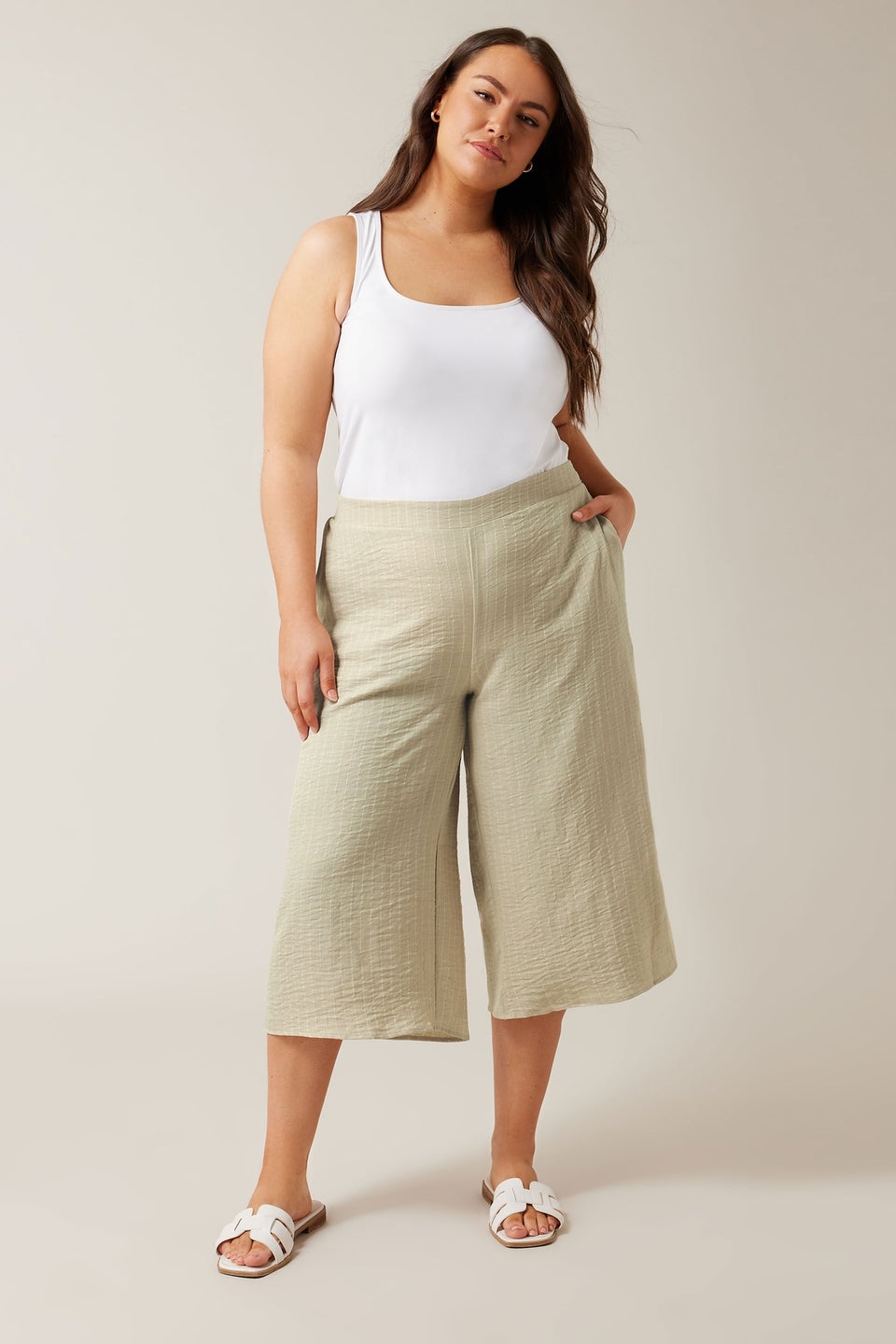 Evans Curve Natural Brown Wide Leg Culottes